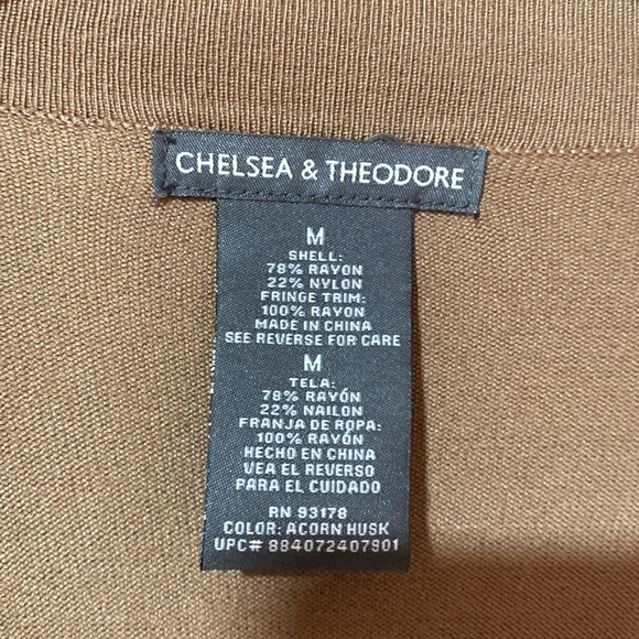 Chelsea&Theodore women’s brown fringed cardigan size medium open front - Picture 2 of 4